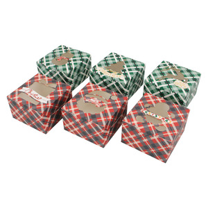 Kotak Hadiah Kue Kering Natal, Kotak Kertas Donat, Kotak Roti dengan Jendela Bening dengan Pita Natal untuk Hadiah - Product Image 3
