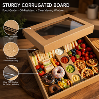 Boîte à pâtisserie en carton noir GANFANER 8PK, plateaux de restauration robustes pour l'extérieur, couvercle transparent, matériaux recyclés, 5-8 personnes (15x10x3.5)