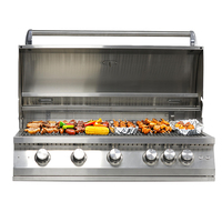 Barbecue à gaz GPL/GN/butane de luxe haut de gamme en acier inoxydable intégré pour extérieur, brûleurs réglables, allumage piézoélectrique