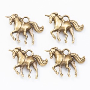 Ciondolo Unicorno con Coda Ondulata in Lega di Zinco, Argento Anticato e Bronzo, per Kit Creativi di Compleanno per Ragazze - Product Image 2
