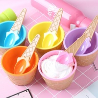 Bol à crème glacée créatif et mignon, en plastique rond, vaisselle pour enfants
