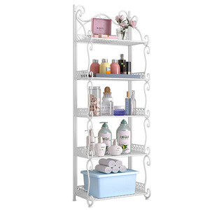 Étagère de rangement en fer à 5 niveaux, blanche, pliable, multi-étages, pour salle de bain et cuisine - Product Image 1
