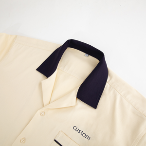 Camisa de Campamento Premium 100% Algodón Crema con Cuello en Contraste y Logotipo Personalizado - Product Image 5