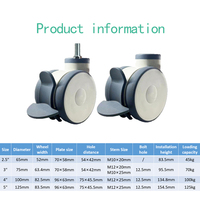 Roues Médicales Pivotantes Jumelles en PU/Nylon TPR avec Frein, 3/4/5 Pouces, pour Équipement Médical Hospitalier, 45-125KG