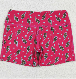 Shorts de vélo athlétiques respirants pour petites filles en Spandex/Polyester imprimés à motifs damier, léopard, éclairs et cactus - Product Image 4