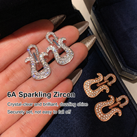 Boucles d'oreilles clous fer à cheval dorées et argentées pour femmes, bijoux d'oreille en cristal pavé, collection d'accessoires de mode en gros