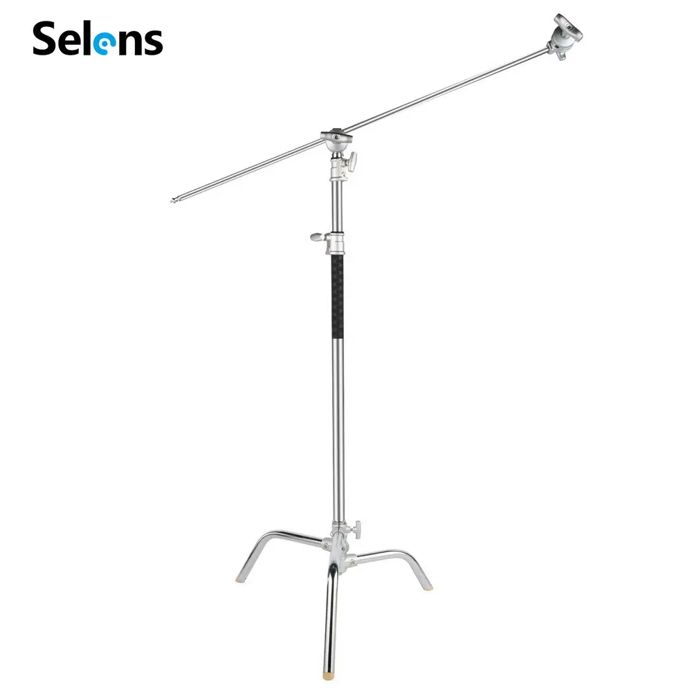 Selens C Stand Photo Studio Heavy Duty Light Stand con Braccio di Estensione e Testa di Presa Pieghevole Gamba di Buona qualità 136C