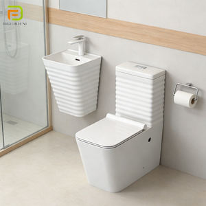 Nouveau Washdown <span class=keywords><strong>Wc</strong></span> céramique une pièce carré toilette et mur suspendu évier couleur blanche articles sanitaires salle de bain eau placard toilette ensemble - Product Image 1