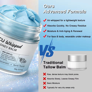 Baume Fouetté au Suif et au Miel GHK-Cu 60g Marque Blanche, Crème <span class=keywords><strong>Visage</strong></span> au Beurre de Karité pour Soulagement de l'Eczéma, à Base de Produits Alimentés à l'Herbe, OEM ODM, Renforce la Barrière Cutanée - Product Image 2