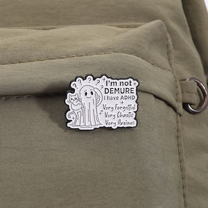 Je ne suis pas d'humeur j'ai de l'anxiété émail broche mignon fantôme santé mentale broche revers Badge bijoux cadeau pour amis en vrac - Product Image 3