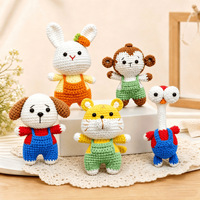 Porte-clés miniature fait main en crochet, figurines animales mignonnes tricotées : Lapin, Ours, Chat, Cochon, Singe, Souris, Abeille, Cheval, Teckel, Chien – Breloque de sac