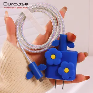 Para iPhone 20w Bonito Carregamento Usb Dados Cartoon Cable Protector Com Adaptador Protector Azul PD Cable Cover