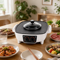 Yuanjian Combo multifonction à double commande 1500W, plaque de cuisson électrique multifonctionnelle avec contrôle de la température, grill et hot-pot, coffret cadeau
