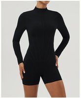 Ensemble de fitness personnalisé pour la gym, tenue de yoga une pièce, vêtements de sport avec fermeture éclair sur le devant, combinaison et combishort pour femmes grandes tailles