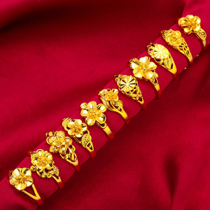 แหวนเปิดปากผู้หญิงสไตล์เวียดนามแหวนแฟชั่น<span class=keywords><strong>24K</strong></span> จำลองรูปดอกไม้รถสตรีมมิ่งสด - Product Image 5