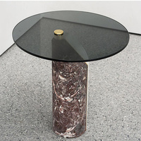 Newstar – Table basse ronde italienne en verre trempé pour salon, Table d'appoint en marbre naturel de Style Wabi Sabi