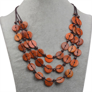 Bohemia Multi-layer short Buttons wood coin charm necklace Beaded Coconut shell necklace beach <strong>jewelry</strong> - Product Image 2