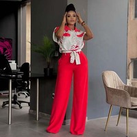 Mode féminine européenne 2025, nouvelle collection automne, chemise à manches courtes avec cordon de serrage, pantalon large et ensemble décontracté