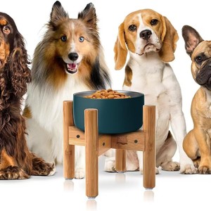 Soporte de madera Xinqing para alimentar perros, altura ajustable, comedero individual para perros pequeños y gatos - Product Image 1