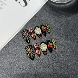 <span class=keywords><strong>Uñas</strong></span> Postizas Hechas a Mano con Rico Aroma Floral, Elegante Efecto Difuminado, Flores 3D, Colores Brillantes y <span class=keywords><strong>Acabado</strong></span> Dorado - Product Image 3