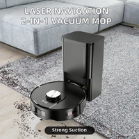 Robot Vacuum Cleaner LDS Lidar Laser Navigation 2-in-1, Pembersih Otomatis Basah Kering untuk Rumah dan Garasi