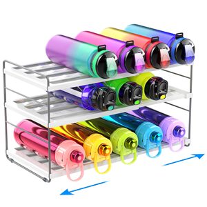 Support de bouteille d'eau réglable en hauteur, organisateur extensible pour armoire de cuisine, organiseur de bouteilles pour garde-manger, accessoire de vaisselle - Product Image 1