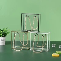 Boîte d'Emballage Bonbons et Cadeaux de Mariage en PVC PET Transparent avec Poignée, Marquage Doré, Expédition Rapide