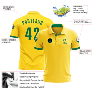 Polo de golf Performance vert <span class=keywords><strong>Kelly</strong></span> jaune personnalisé échantillon gratuit polo de travail sportif d'équipe unisexe - Product Image 3