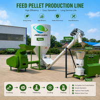Ligne de production de granulés d'aliments pour animaux de ferme (volailles et bétail) avec mélangeur, moulin à granulés, refroidisseur et emballeuse