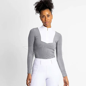 2024 femmes de haute qualité demi fermeture éclair hauts couches de base pour les courses de chevaux vêtements en gros - Product Image 1