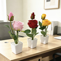Arbre Artificiel, Petite Plante Bonsaï, Roses Artificielles Réalistes au Toucher Naturel, Fleurs de Mariage Artificielles, Décoration Maison, Vente en Gros, Fait Main