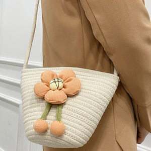 Bolsos de Hombro de Paja con Flores para Niñas, Bolsos de Mensajero Mini para Niñas, Monederos Lindos para Niños, Bolsos Pequeños - Product Image 6