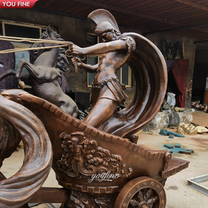 Statue de chariot en bronze grandeur nature pour jardin extérieur, sculpture de cheval - Product Image 6