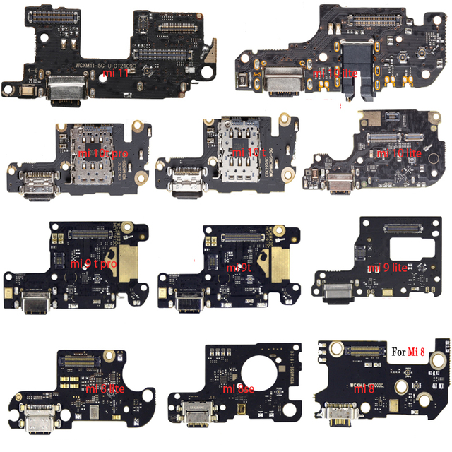 Replacement USB Charging Port Flex for Xiaomi Mi 8 9 10 11 8T 9T 10T Lite Pro SE Dock Charger Mic Connector Flex Repair Parts