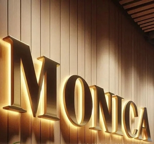 Enseigne 3D en acier inoxydable à rétroéclairage lumineux, logo personnalisé à suspendre au mur pour les espaces commerciaux intérieurs et extérieurs - Product Image 2