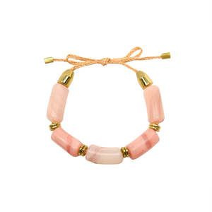 Fashion <b>Beaded</b> <b>Bracelet</b> Pink Stone <b>Gold</b> Plated Elastic Stretchable Jewelry For Women Accessories - Product Image 2