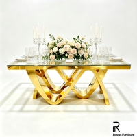 Table rectangulaire pour événements de mariage, en acier inoxydable, style moderne, table de banquet, table à manger