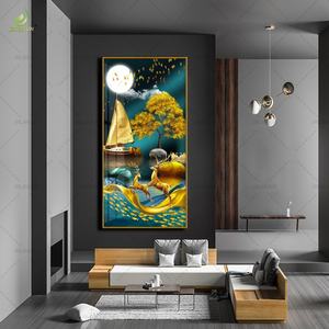 Oasis Iridiscente: Arte Mural de Porcelana de Cristal Fino, Ambiente de Lujo para Sala de Estar, Cuadros Colgantes con Luces LED - Product Image 6