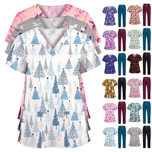 Divisa chirurgica stampata di alta qualità, tuta medica unisex, uniforme a tinta unita, pantaloni in poliestere, uniforme da infermiere. - Product Image 1