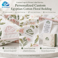 Ensemble de literie en coton égyptien imprimé Cloudland Premium respirant, durable, certifié OEKO-TEX, hypoallergénique, 400TC, pour hôtel et maison
