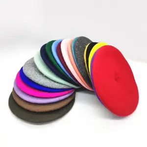 Francia sombrero de la boina pintor tapa plana de las mujeres Vintage boinas de lana sombrero de Color sólido sombrero gorras mujer caliente invierno