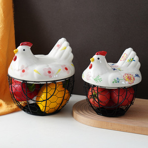 Cesta de Almacenamiento Metálica Ecológica Moderna con Forma de Gallina para Organización del Hogar - Product Image 4
