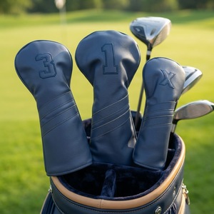 Housse <span class=keywords><strong>de</strong></span> tête <span class=keywords><strong>de</strong></span> club <span class=keywords><strong>de</strong></span> golf en cuir premium pour driver, fairway <span class=keywords><strong>et</strong></span> hybride, personnalisable OEM, ensemble <span class=keywords><strong>de</strong></span> housses <span class=keywords><strong>de</strong></span> tête <span class=keywords><strong>de</strong></span> golf - Product Image 1