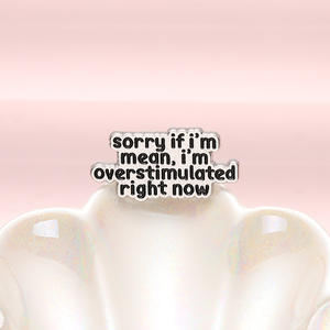 เข็มกลัดโลหะผสมขายดี ตัวอักษรภาษาอังกฤษแบบกำหนดเอง อุปกรณ์ตกแต่งเสื้อผ้า ขออภัยหากฉันดูเหมือนโกรธ ตอนนี้ฉันกำลังเหนื่อยล้ามาก - Product Image 1