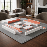 Ensemble de Mahjong Américain Moderne de Luxe Personnalisé, Tuiles en Acrylique Rose Corail et Vert à 3 Couches avec Jokers pour Vente en Gros, Cadeaux et Détail