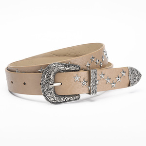 Ceinture en Faux Cuir Unisexe Ceinture Décorative pour Jeans Western Star Rivet Décors Ceinture pour Femmes Hommes Largeur <span class=keywords><strong>2</strong></span>.8CM - Product Image 3