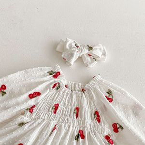 R1015 Vestito con Stampa Ciliegie Rosse per Neonata, Abito con Volant per Bambina, Tutina Principessa, Vendita all'Ingrosso - Product Image 5