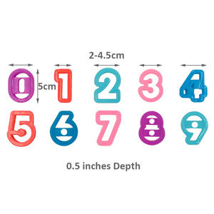 Molde Cortador de Galletas de Plástico con Números del 0 al 9, Molde Cortador de Masa <span class=keywords><strong>para</strong></span> Jugar y Juego de Cortadores de Galletas de Arcilla <span class=keywords><strong>para</strong></span> el Aprendizaje y la Diversión de los Niños - Product Image 3