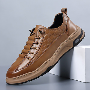 Men's Genuine <b>Leather</b> Retro Shoes Round Toe Breathable Mesh Lining Rubber Outsole EVA Midsole Spring Casual Chunky <b>Sneakers</b> - Product Image 1