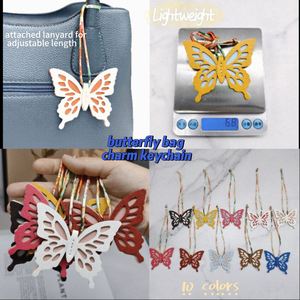 Elegant PU Leather Butterfly Bag <b>Charms</b> Cute Luxury Designer Keychain Fashion Bag <b>Charm</b> for Handbags Tote Bag Accessories - Product Image 2